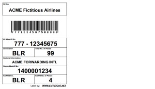 Single HAWB Air Cargo Label