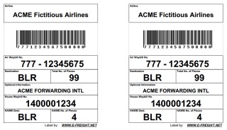 Sample of Cargo Labels